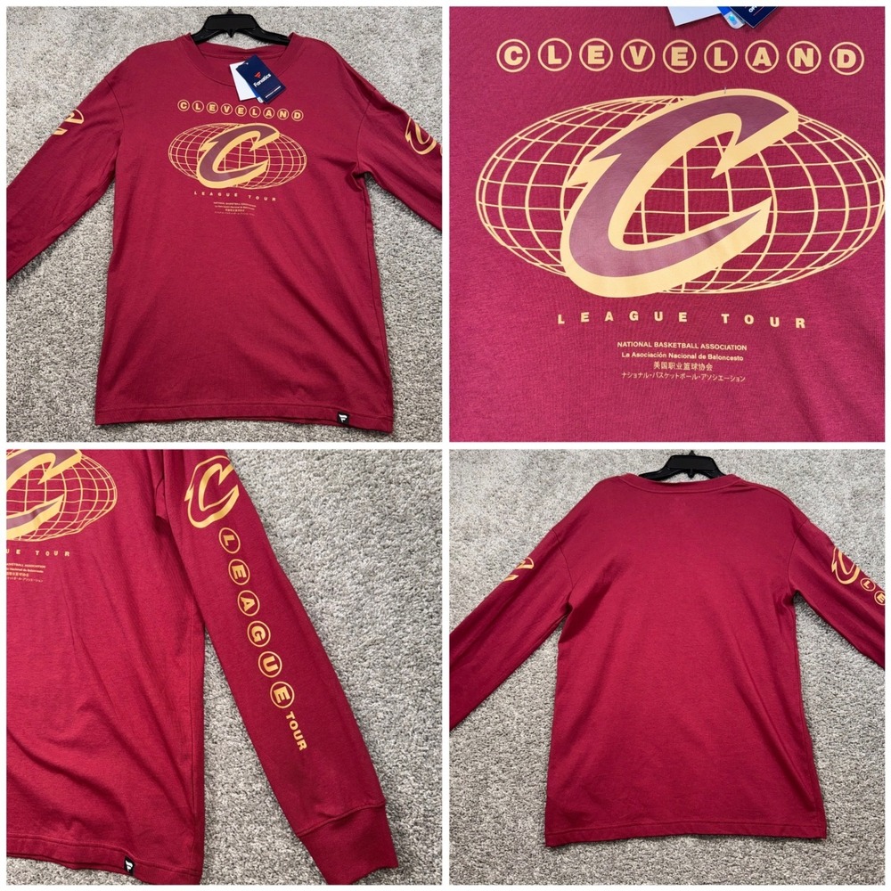 Cleveland Cavaliers NBA League Tour Long Sleeve Shirt Wine Mens 3XL NEW